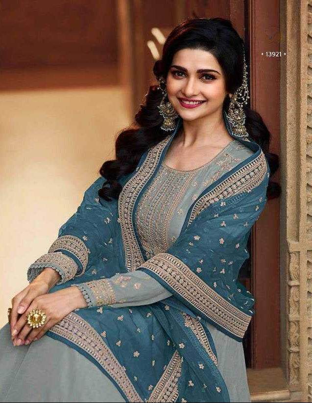 Silk Embroidery Gown With Dupatta - MYLUXURY LANE ENTERPRISE